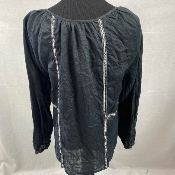 Linen St. Tropez Women’s 100% Linen Long Sleeve Pullover Blouse Boho Large LG - Picture 3 of 5